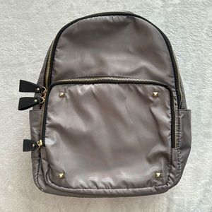 Kiss Me Couture Nylon Studded Backpack Gray Black Pink Gold Hardware Studded